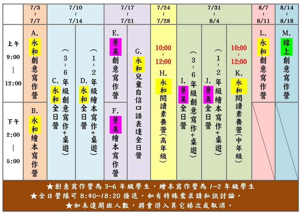 【2023暑假寫作營隊報名時間表公告】