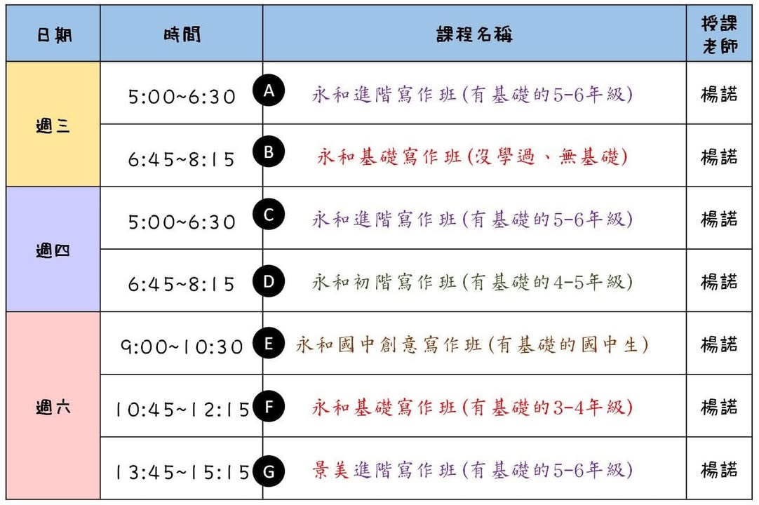 【2025年2月份學期寫作班報名資訊公告表單】